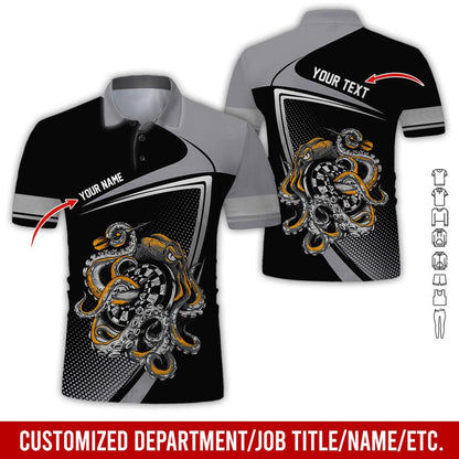 Customized Name & Text Darts Polo Shirt, Personalized Darts And Octopus Uniforms Polo Shirt For Men - Perfect Gift For Darts Lovers, Darts Team Players - Amzanimalsgift