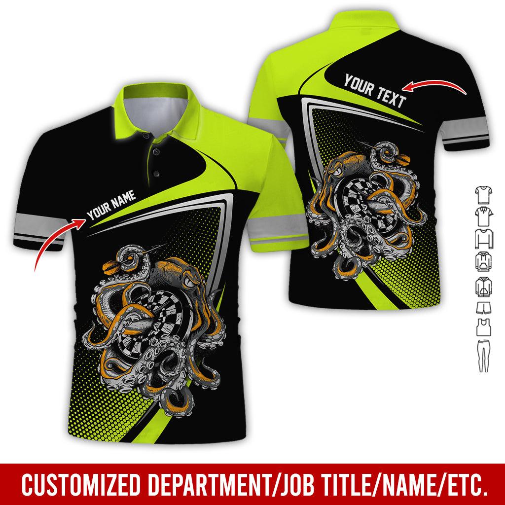 Customized Name & Text Darts Polo Shirt, Personalized Darts And Octopus Uniforms Polo Shirt For Men - Perfect Gift For Darts Lovers, Darts Team Players - Amzanimalsgift