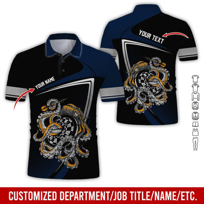 Customized Name & Text Darts Polo Shirt, Personalized Darts And Octopus Uniforms Polo Shirt For Men - Perfect Gift For Darts Lovers, Darts Team Players - Amzanimalsgift