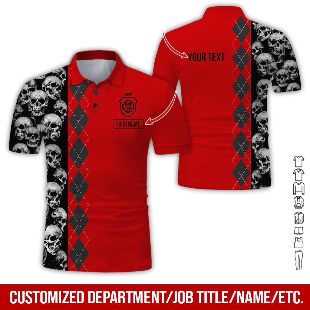Customized Name & Text Darts Polo Shirt, Personalized Darts And Skull Uniforms Polo Shirt For Men - Perfect Gift For Darts Lovers, Darts Team Players - Amzanimalsgift