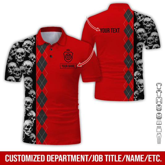 Customized Name & Text Darts Polo Shirt, Personalized Darts And Skull Uniforms Polo Shirt For Men - Perfect Gift For Darts Lovers, Darts Team Players - Amzanimalsgift