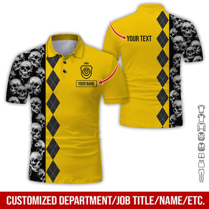 Customized Name & Text Darts Polo Shirt, Personalized Darts And Skull Uniforms Polo Shirt For Men - Perfect Gift For Darts Lovers, Darts Team Players - Amzanimalsgift