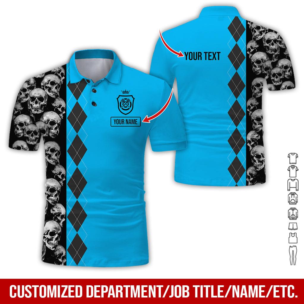 Customized Name & Text Darts Polo Shirt, Personalized Darts And Skull Uniforms Polo Shirt For Men - Perfect Gift For Darts Lovers, Darts Team Players - Amzanimalsgift