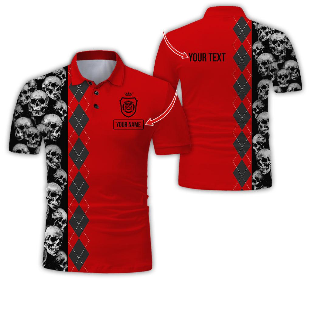 Customized Name & Text Darts Polo Shirt, Personalized Darts And Skull Uniforms Polo Shirt For Men - Perfect Gift For Darts Lovers, Darts Team Players - Amzanimalsgift