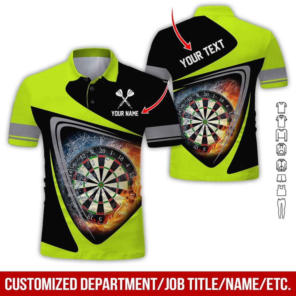 Customized Name & Text Darts Polo Shirt, Personalized Darts Flame Polo Shirt For Men - Perfect Gift For Darts Lovers, Darts Players - Amzanimalsgift