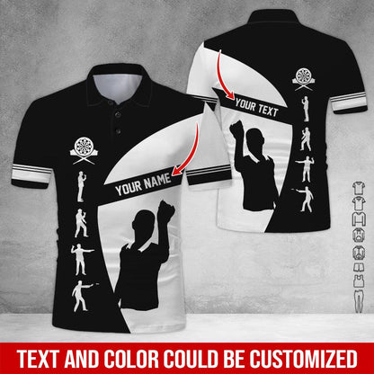 Customized Name & Text Darts Polo Shirt, Personalized Darts Polo Shirt For Men - Perfect Gift For Darts Lovers, Darts Team Players - Amzanimalsgift