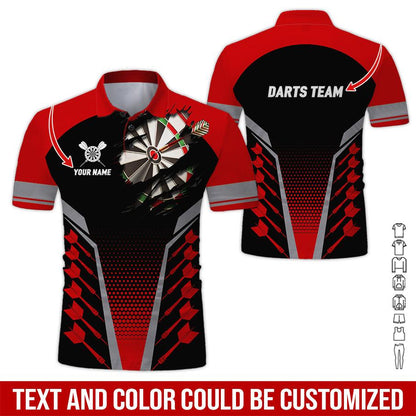 Customized Name & Text Darts Polo Shirt, Personalized Darts Team Polo Shirt For Men - Perfect Gift For Darts Lovers, Darts Players - Amzanimalsgift