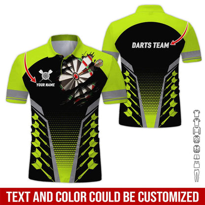 Customized Name & Text Darts Polo Shirt, Personalized Darts Team Polo Shirt For Men - Perfect Gift For Darts Lovers, Darts Players - Amzanimalsgift