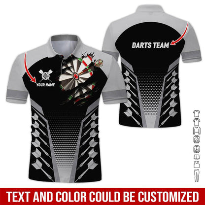 Customized Name & Text Darts Polo Shirt, Personalized Darts Team Polo Shirt For Men - Perfect Gift For Darts Lovers, Darts Players - Amzanimalsgift