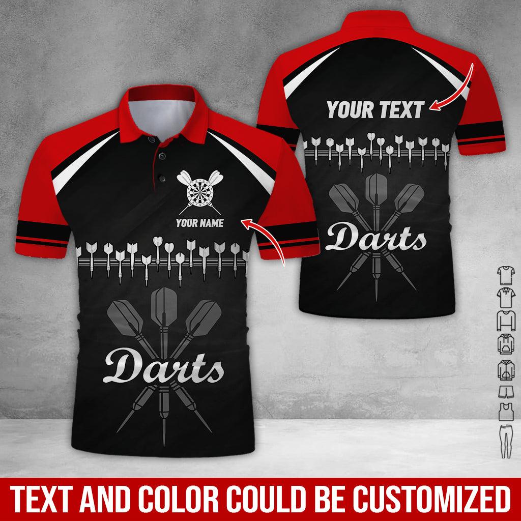 Customized Name & Text Darts Polo Shirt, Personalized Darts Team Uniforms Polo Shirt For Men - Perfect Gift For Darts Lovers, Darts Team Players - Amzanimalsgift