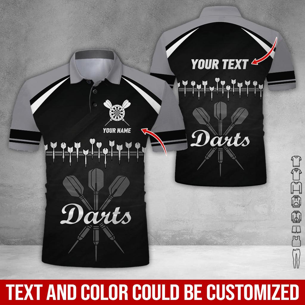 Customized Name & Text Darts Polo Shirt, Personalized Darts Team Uniforms Polo Shirt For Men - Perfect Gift For Darts Lovers, Darts Team Players - Amzanimalsgift