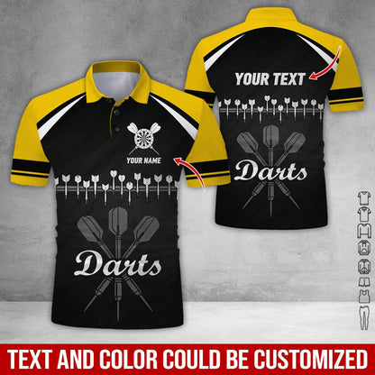 Customized Name & Text Darts Polo Shirt, Personalized Darts Team Uniforms Polo Shirt For Men - Perfect Gift For Darts Lovers, Darts Team Players - Amzanimalsgift