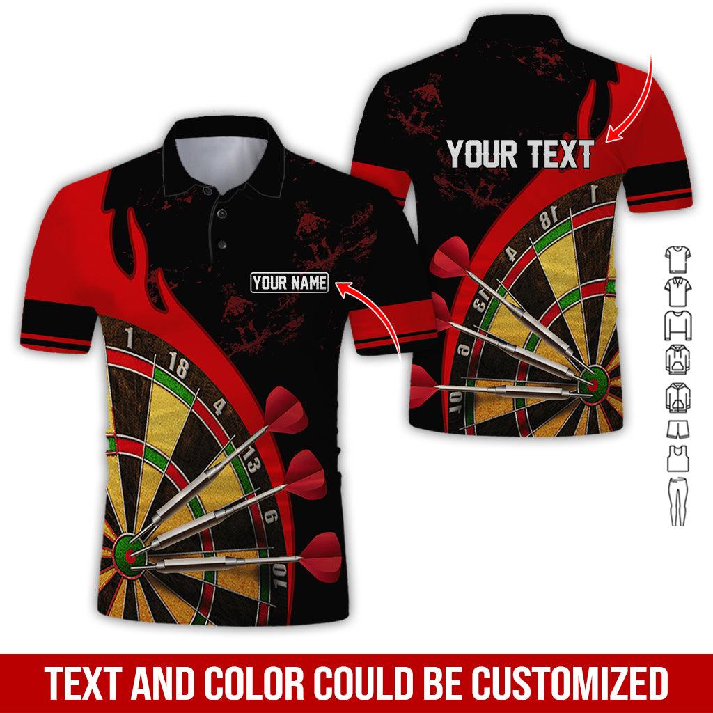 Customized Name & Text Darts Polo Shirt, Personalized Name Dartboard Uniforms Polo Shirt For Men - Perfect Gift For Darts Lovers, Darts Team Players - Amzanimalsgift