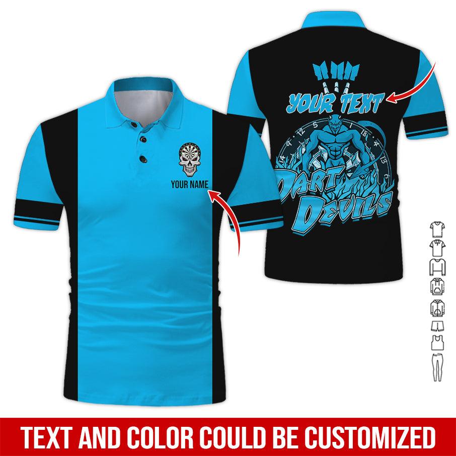 Customized Name & Text Darts Polo Shirt, Personalized Name Darts Devils Polo Shirt For Men - Perfect Gift For Darts Lovers, Darts Players - Amzanimalsgift
