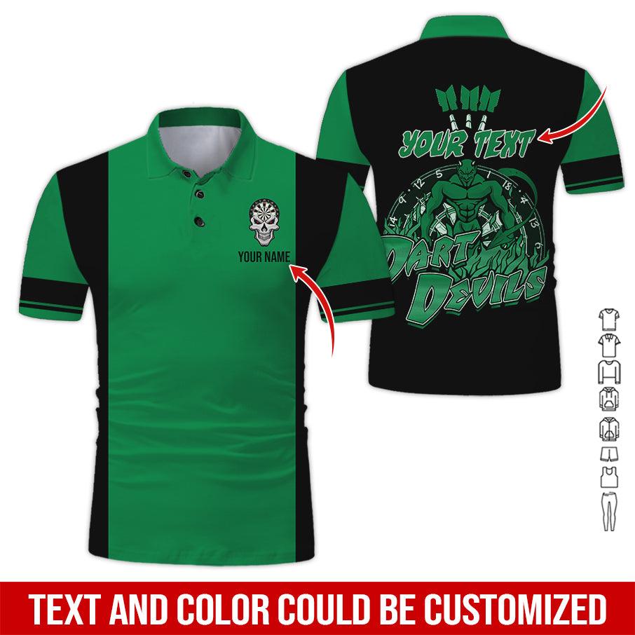Customized Name & Text Darts Polo Shirt, Personalized Name Darts Devils Polo Shirt For Men - Perfect Gift For Darts Lovers, Darts Players - Amzanimalsgift