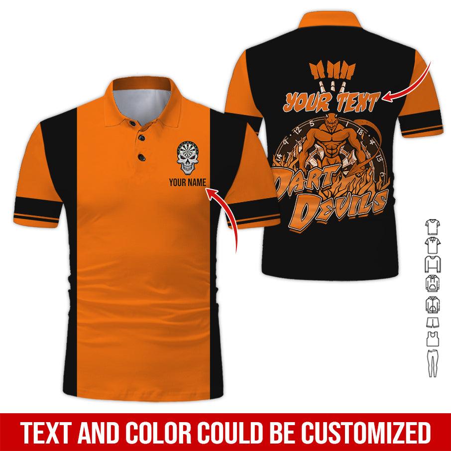 Customized Name & Text Darts Polo Shirt, Personalized Name Darts Devils Polo Shirt For Men - Perfect Gift For Darts Lovers, Darts Players - Amzanimalsgift