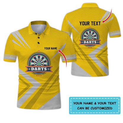 Customized Name & Text Darts Polo Shirt, Personalized Name Darts Polo Shirt For Men - Perfect Gift For Darts Lovers, Darts Players Uniforms - Amzanimalsgift