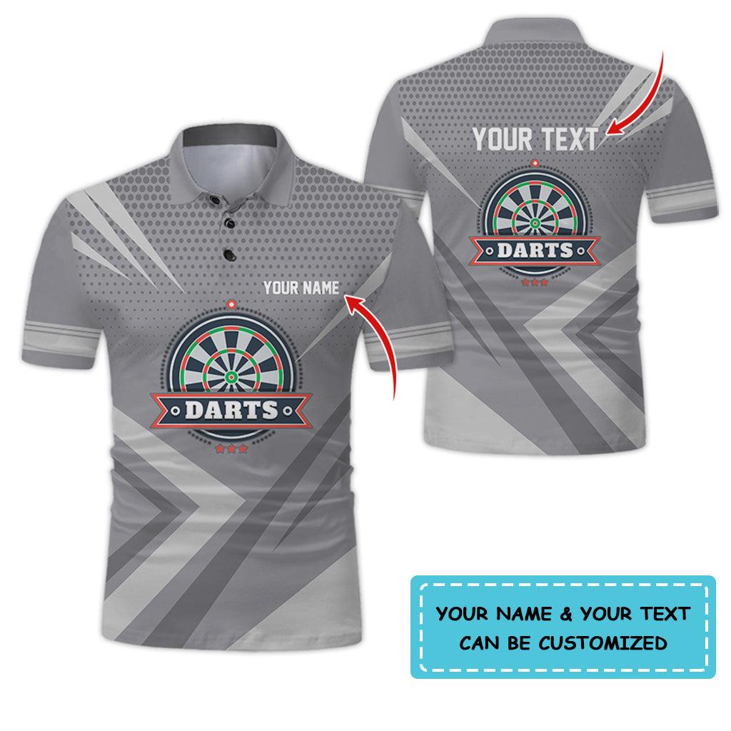 Customized Name & Text Darts Polo Shirt, Personalized Name Darts Polo Shirt For Men - Perfect Gift For Darts Lovers, Darts Players Uniforms - Amzanimalsgift