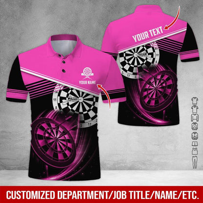 Customized Name & Text Darts Polo Shirt, Personalized Name Darts Team Is My Life Polo Shirt For Men - Perfect Gift For Darts Lovers, Darts Players - Amzanimalsgift