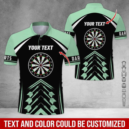 Customized Name & Text Darts Polo Shirt, Personalized Name Darts Team Polo Shirt For Men - Perfect Gift For Darts Lovers, Darts Players - Amzanimalsgift
