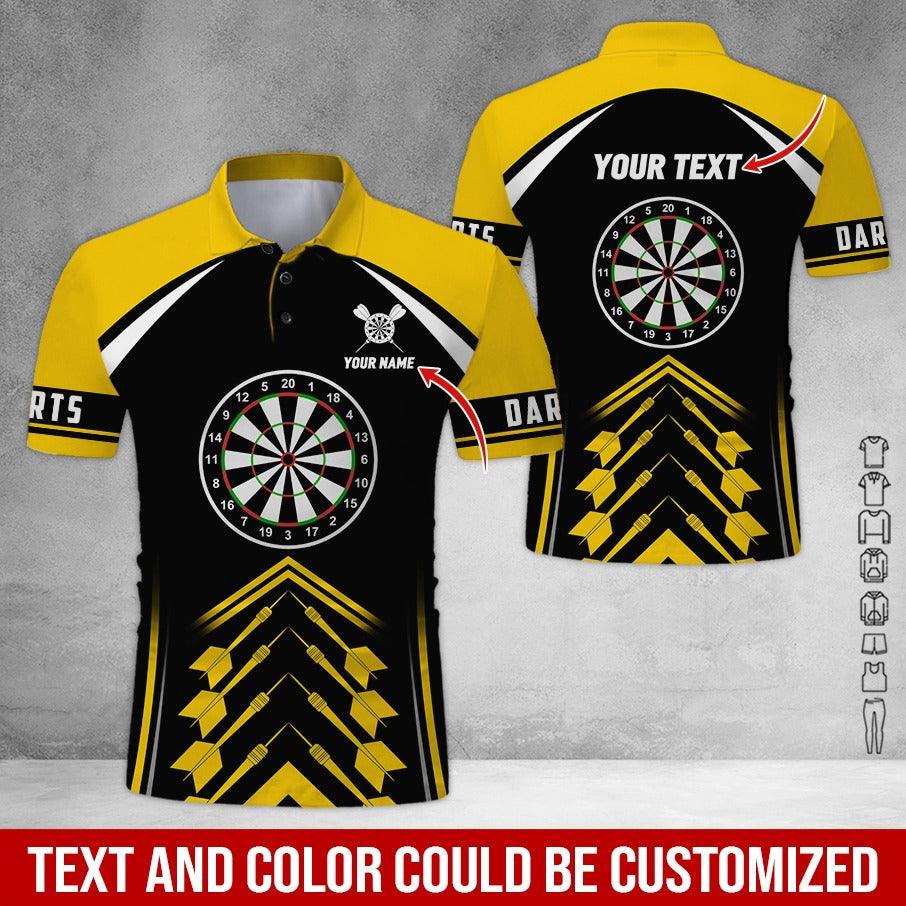 Customized Name & Text Darts Polo Shirt, Personalized Name Darts Team Polo Shirt For Men - Perfect Gift For Darts Lovers, Darts Players - Amzanimalsgift