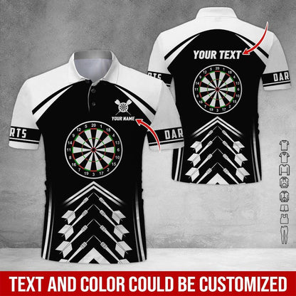 Customized Name & Text Darts Polo Shirt, Personalized Name Darts Team Polo Shirt For Men - Perfect Gift For Darts Lovers, Darts Players - Amzanimalsgift