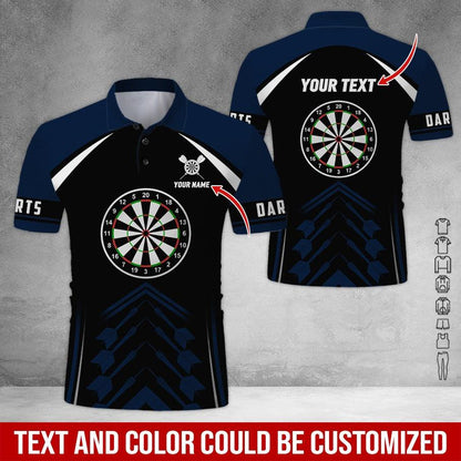 Customized Name & Text Darts Polo Shirt, Personalized Name Darts Team Polo Shirt For Men - Perfect Gift For Darts Lovers, Darts Players - Amzanimalsgift