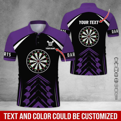 Customized Name & Text Darts Polo Shirt, Personalized Name Darts Team Polo Shirt For Men - Perfect Gift For Darts Lovers, Darts Players - Amzanimalsgift
