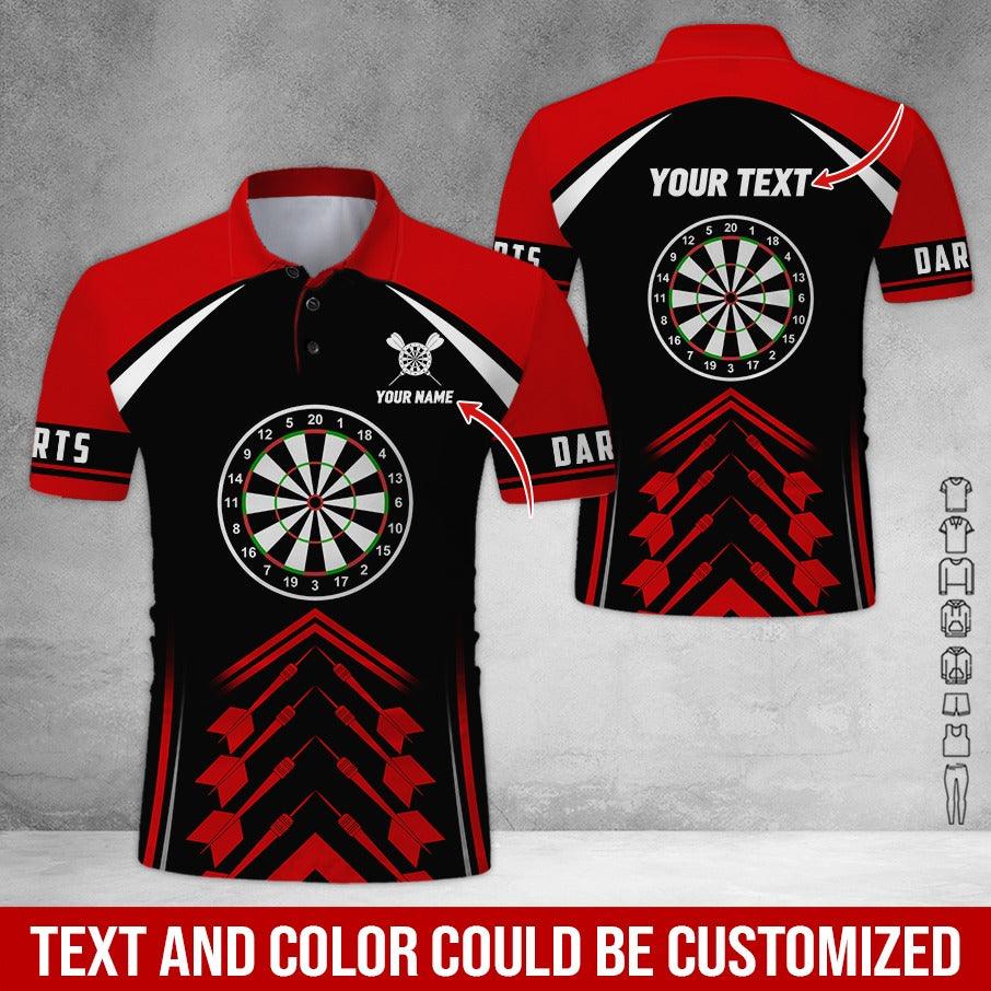 Customized Name & Text Darts Polo Shirt, Personalized Name Darts Team Polo Shirt For Men - Perfect Gift For Darts Lovers, Darts Players - Amzanimalsgift