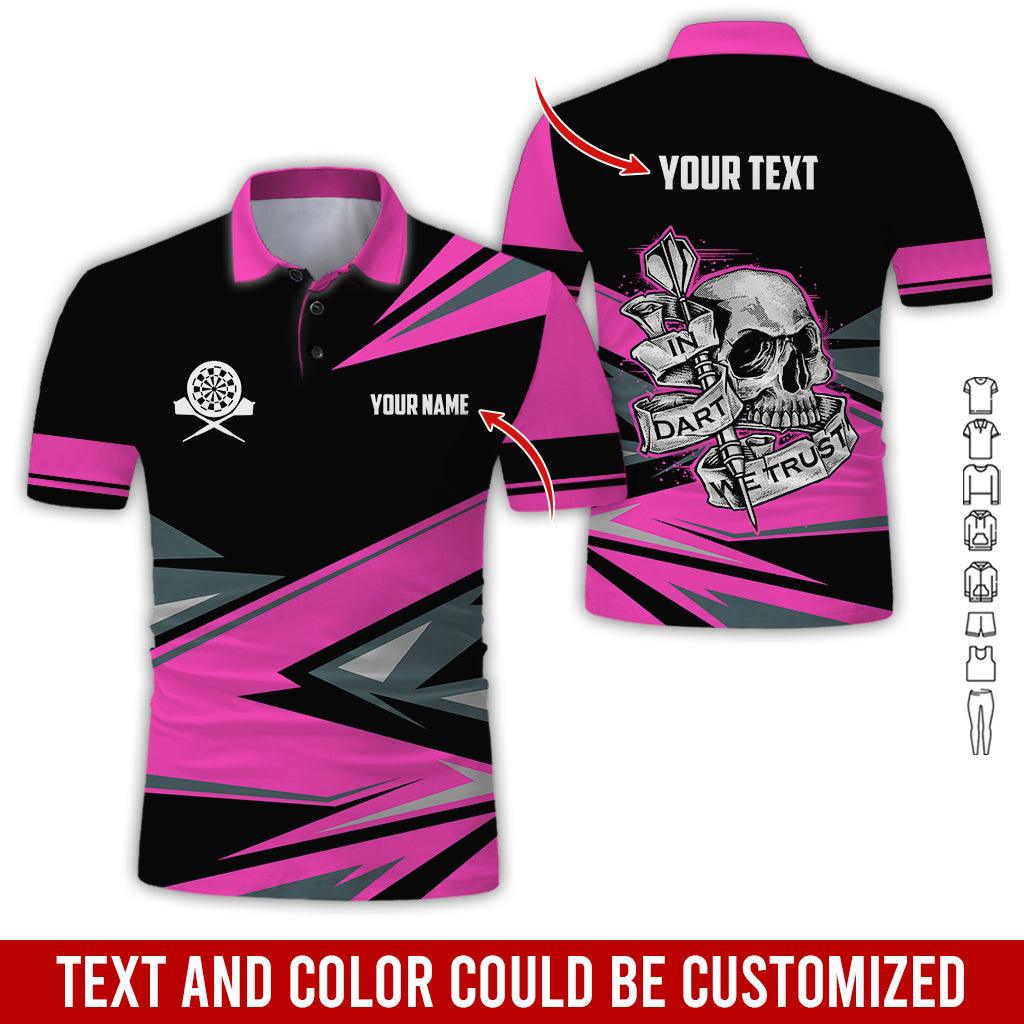 Customized Name & Text Darts Polo Shirt, Personalized Name Skull In Darts Uniforms Polo Shirt For Men - Perfect Gift For Darts Lovers, Darts Players - Amzanimalsgift