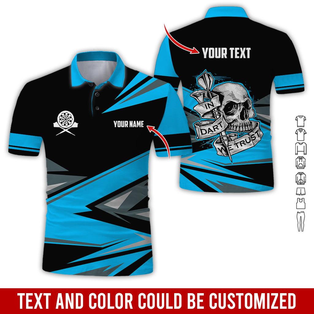 Customized Name & Text Darts Polo Shirt, Personalized Name Skull In Darts Uniforms Polo Shirt For Men - Perfect Gift For Darts Lovers, Darts Players - Amzanimalsgift