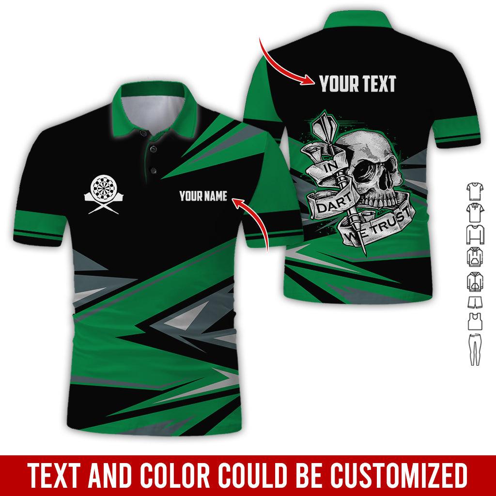 Customized Name & Text Darts Polo Shirt, Personalized Name Skull In Darts Uniforms Polo Shirt For Men - Perfect Gift For Darts Lovers, Darts Players - Amzanimalsgift