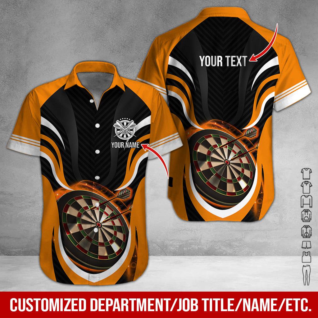 Customized Name & Text Darts Polo Shirt, Personalized Orange Darts Uniforms Polo Shirt For Men - Perfect Gift For Darts Lovers, Darts Team Players - Amzanimalsgift