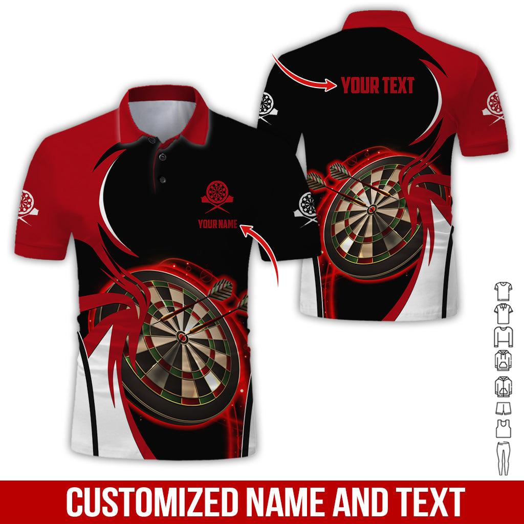Customized Name & Text Darts Polo Shirt, Personalized Red Darts Uniforms Polo Shirt For Men - Perfect Gift For Darts Lovers, Darts Team Players - Amzanimalsgift