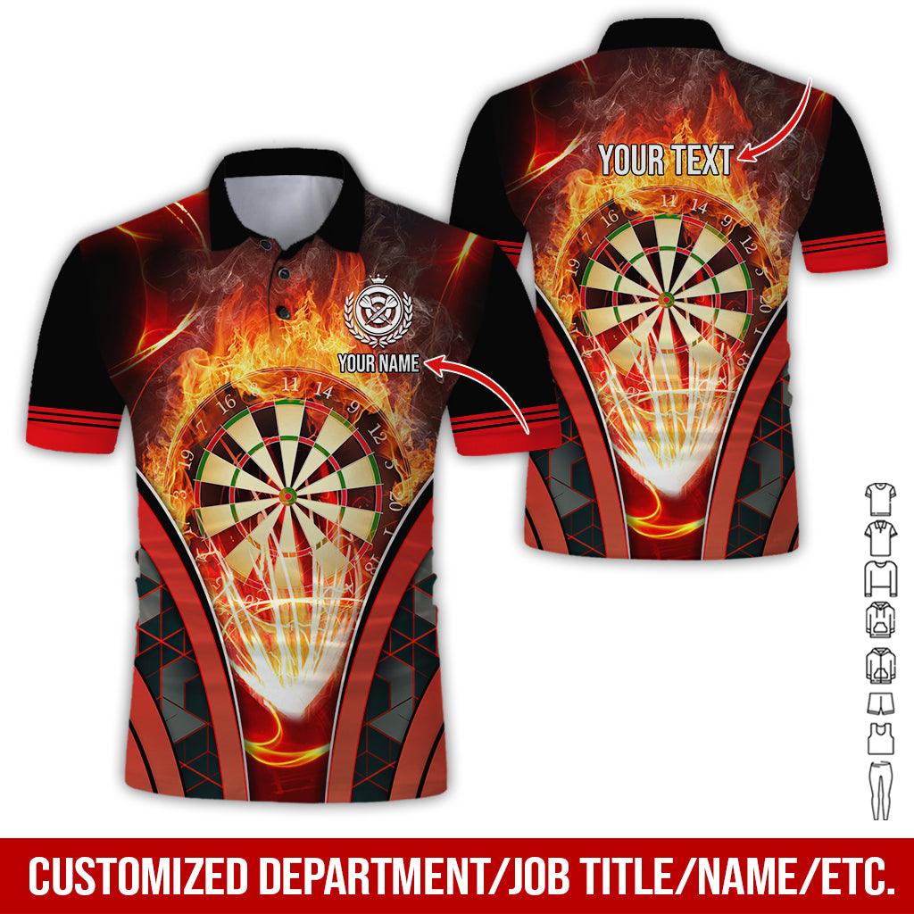 Customized Name & Text Darts Polo Shirt, Red Darts Flame Personalized Darts Polo Shirt For Men - Perfect Gift For Darts Lovers, Darts Players - Amzanimalsgift