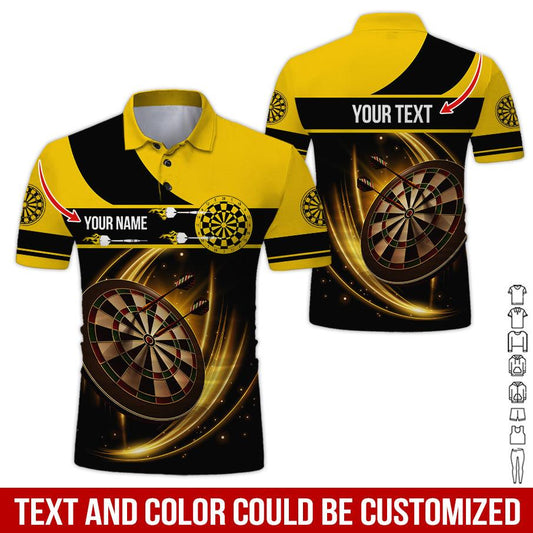 Customized Name & Text Darts Polo Shirts, Dartboard Personalized Name Darts Polo Shirt For Men - Perfect Gift For Darts Lovers, Darts Players - Amzanimalsgift