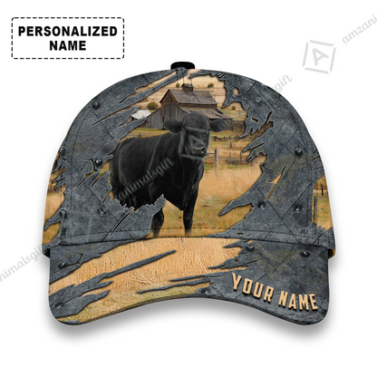 Customized Name Black Angus On The Farm Cap, Personalized Farm Hats For Friend, Family, Farmers, Black Angus Lovers