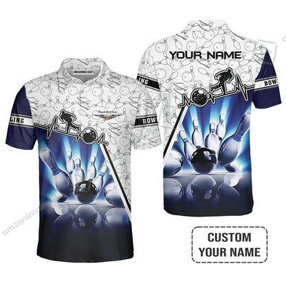 Customized Name Bowling Long Polo Shirt, Thunderbowl Lanes Unique Bowling Shirt For Men Women, Perfect Gift For Bowling Lovers, Bowlers