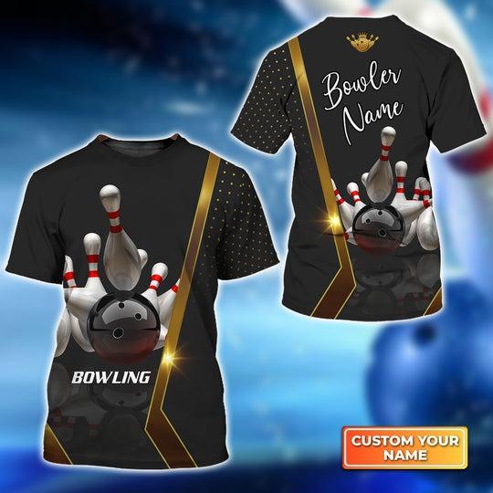 Customized Name Bowling T Shirt, Bowling Pin and Ball Personalized Bowling T Shirt For Men - Gift For Bowling Lovers, Bowlers - Amzanimalsgift