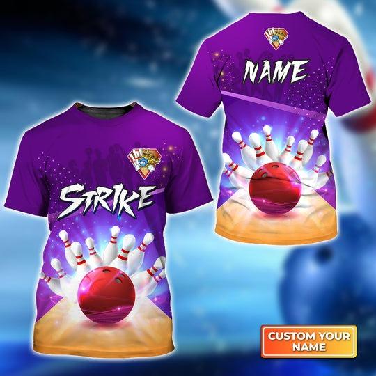 Customized Name Bowling T Shirt, Bowling Strike Pin And Red Ball Personalized Bowling T Shirt For Men - Gift For Bowling Lovers - Amzanimalsgift