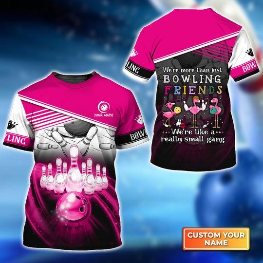 Customized Name Bowling T Shirt, Flamingo Bowling Friends Personalized Bowling T Shirt For Men - Gift For Bowling Lovers, Bowlers - Amzanimalsgift