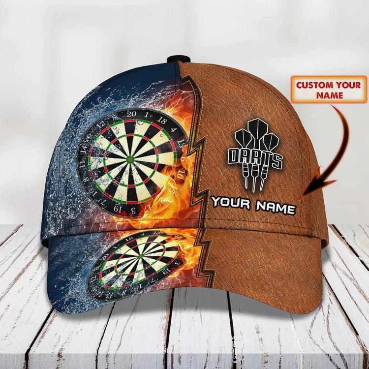 Customized Name Darts Classic Cap, Personalized Darts Classic Cap, Darts Hat In Leather Pattern For Men - Perfect Gift For Darts Lovers, Darts Players - Amzanimalsgift