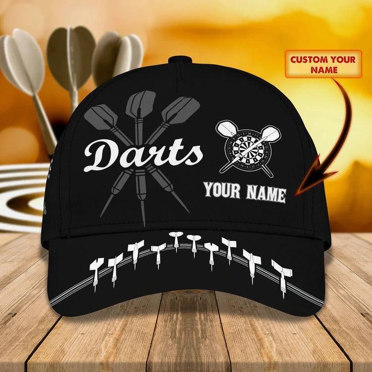 Customized Name Darts Classic Cap, Personalized Name Black Darts Classic Cap, Darts Hat For Men And Women - Perfect Gift For Darts Lovers, Darts Players - Amzanimalsgift