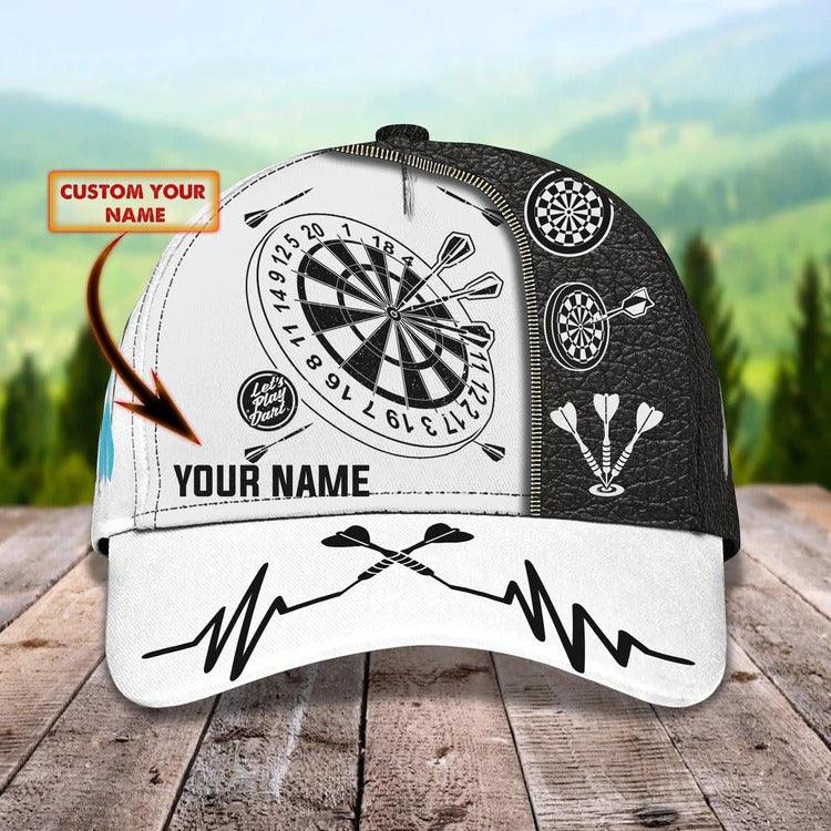 Customized Name Darts Classic Cap, Personalized Name Let's Play Darts Classic Cap, Darts Hat For Men - Perfect Gift For Darts Lovers, Darts Players - Amzanimalsgift