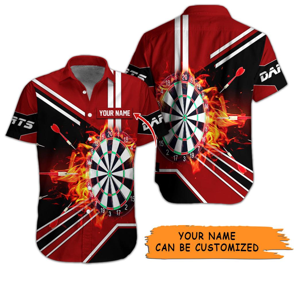 Customized Name Darts Hawaiian Shirt, Dartboard Flame Personalized Darts Hawaiian Shirts - Gift For Darts Lovers, Darts Players Uniforms - Amzanimalsgift
