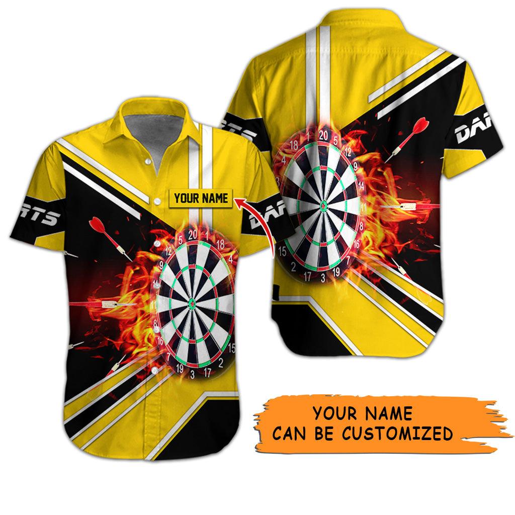 Customized Name Darts Hawaiian Shirt, Dartboard Flame Personalized Darts Hawaiian Shirts - Gift For Darts Lovers, Darts Players Uniforms - Amzanimalsgift