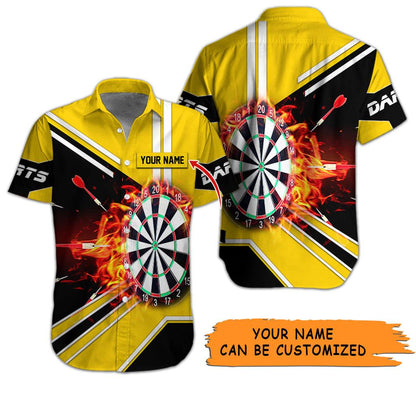 Customized Name Darts Hawaiian Shirt, Dartboard Flame Personalized Darts Hawaiian Shirts - Gift For Darts Lovers, Darts Players Uniforms - Amzanimalsgift