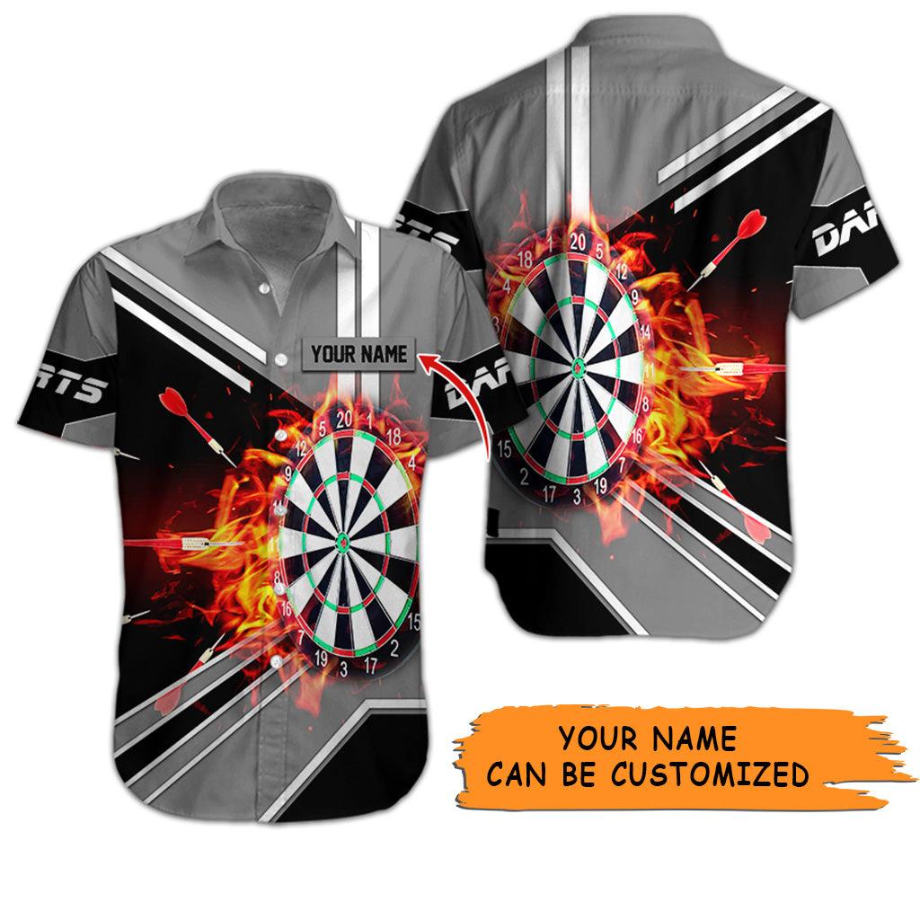 Customized Name Darts Hawaiian Shirt, Dartboard Flame Personalized Darts Hawaiian Shirts - Gift For Darts Lovers, Darts Players Uniforms - Amzanimalsgift