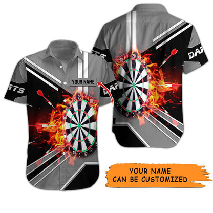 Customized Name Darts Hawaiian Shirt, Dartboard Flame Personalized Darts Hawaiian Shirts - Gift For Darts Lovers, Darts Players Uniforms - Amzanimalsgift