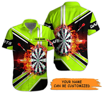 Customized Name Darts Hawaiian Shirt, Dartboard Flame Personalized Darts Hawaiian Shirts - Gift For Darts Lovers, Darts Players Uniforms - Amzanimalsgift
